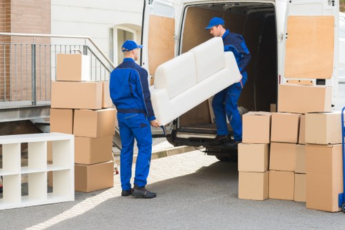 Office relocation items being moved by a local removals company