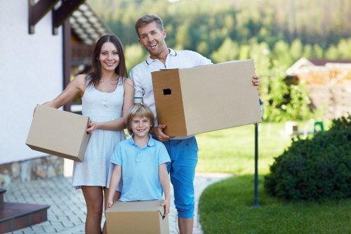 Packed boxes and furniture prepared for a local house move