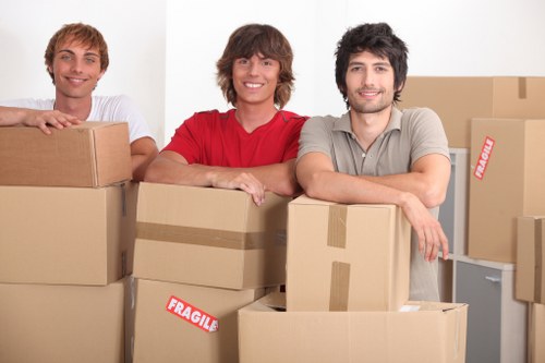 Local moving truck loaded with household items