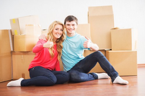 Packed household items ready for transport during an Epsom home move
